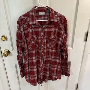 Wrangler Wrancher Flannel Pearl Snap Long Sleeve Shirt XLT